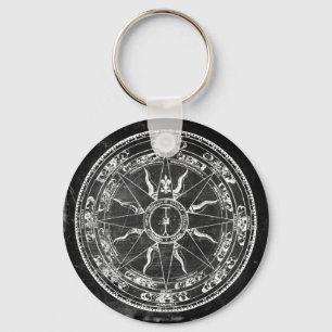 Old Compass Rose (B&W) Nyckelring