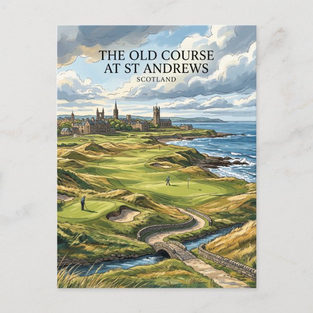 Old Course at St Andrews Skottland Vykort (Framsida)