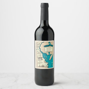 Old Delaware Karta Vinflaska Etikett