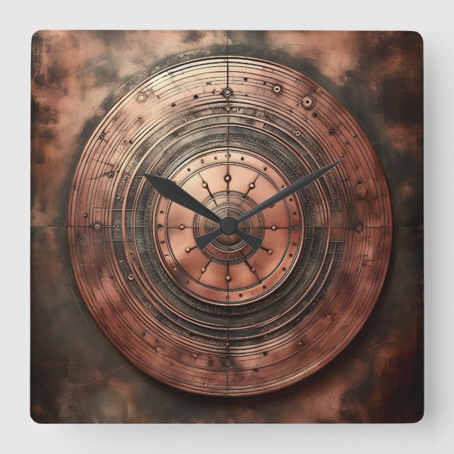 old dirty copper round object fyrkantig klocka (Framsida)