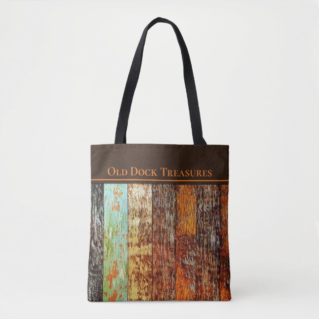 Old Dock Treasures Tote Bag. Sea-worn style. Tygkasse (Framsida)