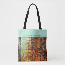 Old Dock Treasures Tote Bag. Sea-worn style. Tygkasse