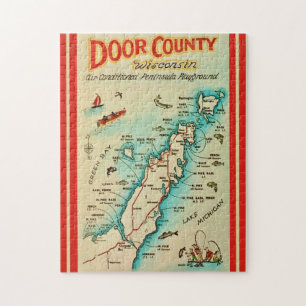 Old Door County Fishing Karta Pussel