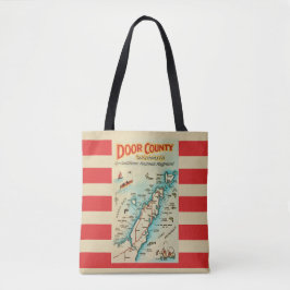 Old Door County Map Shoulder Tote Tygkasse
