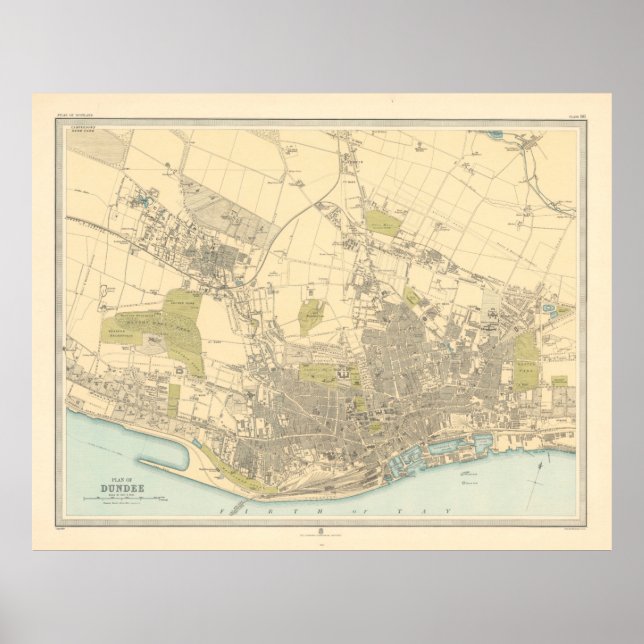 Old Dundee Scotland Map (1912)  Poster (Framsidan)