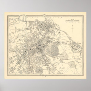 Old Edinburgh Scotland Karta (1912) Poster