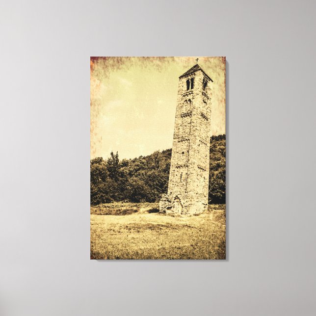 OLD EFFECT PHOTO på medieval bell-torn på canvas (Framsida)