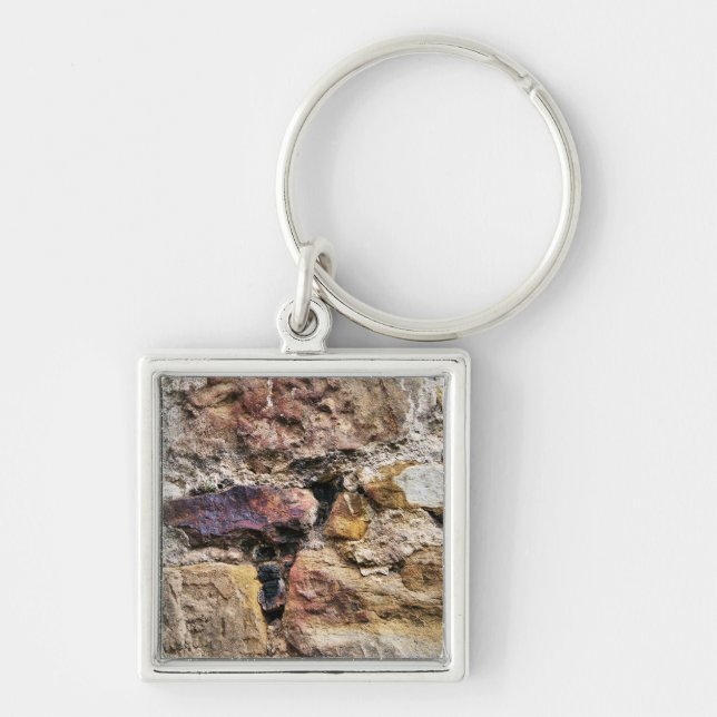 OLD ENGLAND FYRKANTIG SILVERFÄRGAD NYCKELRING (Framsidan)