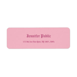 Old English Calligraphy Script Text Elegant Pink Returadress Etikett