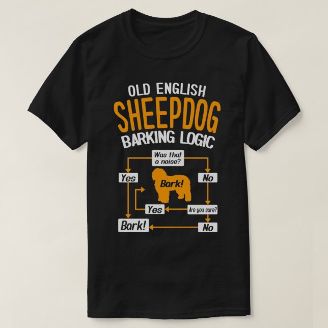 Old English Sheepdog Barking Logic Funny Dog Lover T Shirt (Design framsida)