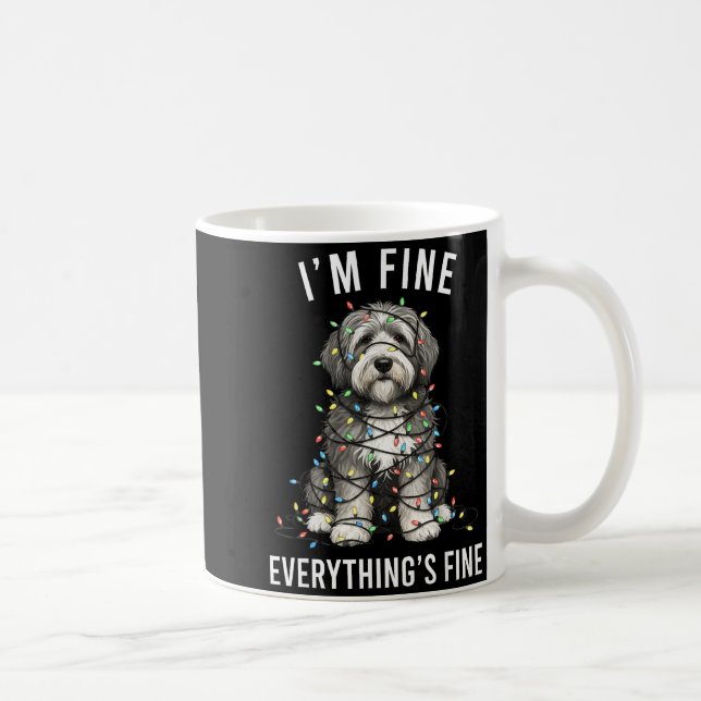 Old English Sheepdog Christmas I'm Fine Everything Kaffemugg (Höger)