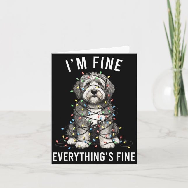 Old English Sheepdog Christmas I'm Fine Everything Kort (Framsida)