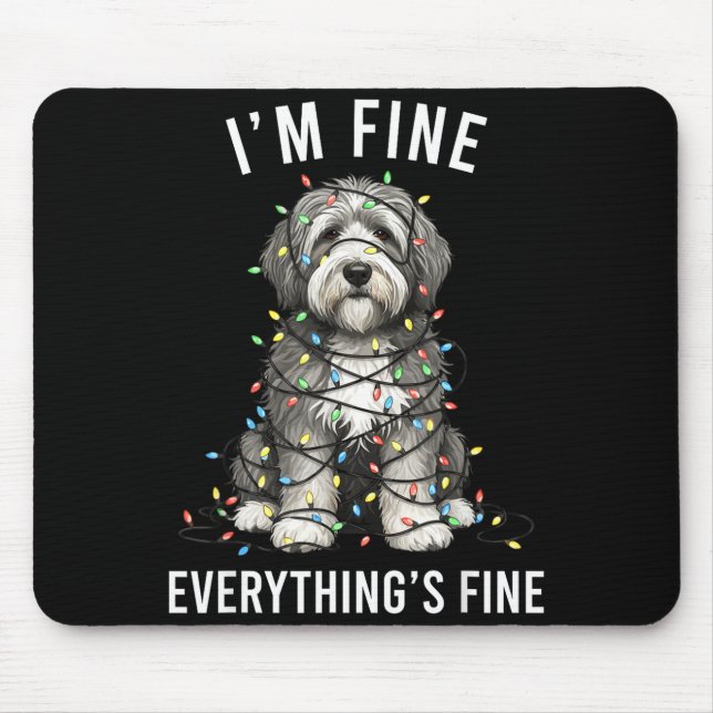 Old English Sheepdog Christmas I'm Fine Everything Musmatta (Framsidan)