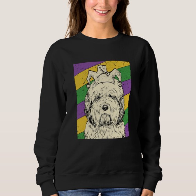 Old English Sheepdog Jester Mardi Gras Dog Mom or  T Shirt (Framsida)