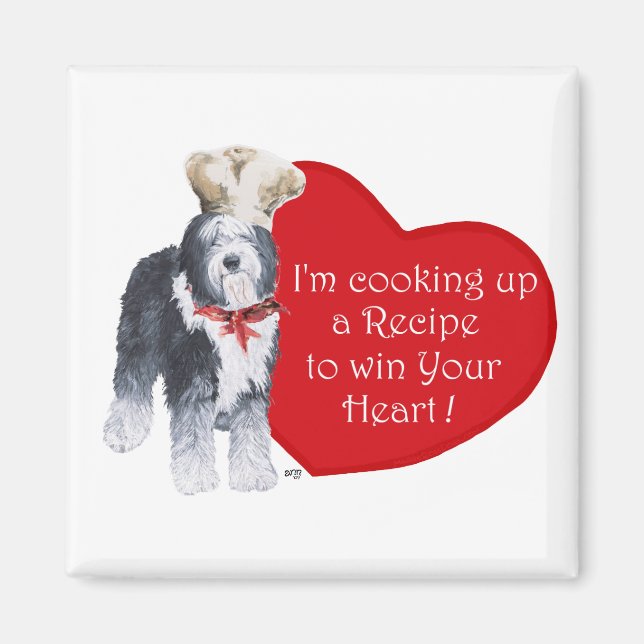 Old English Sheepdog Kock av Kärlek Magnet (Framsidan)