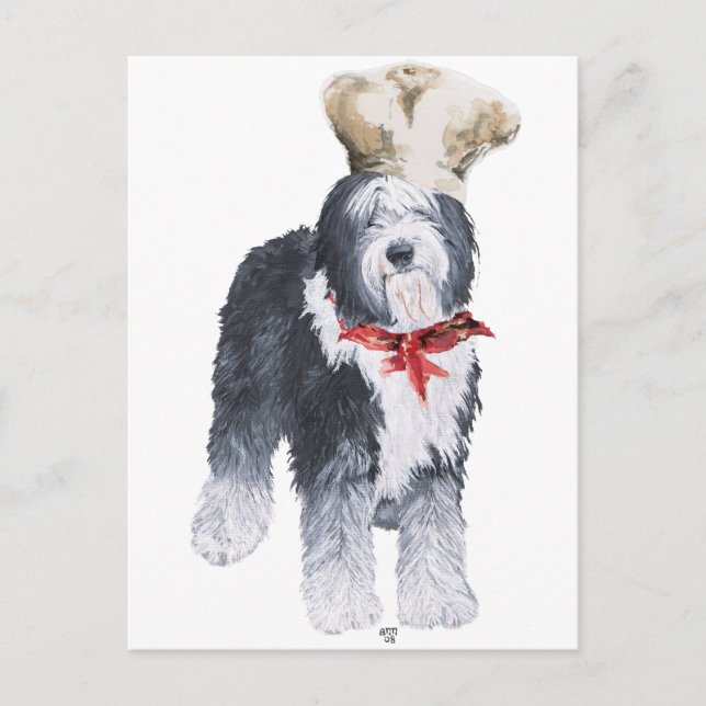Old English Sheepdog Kockens kärlek Vykort (Framsida)