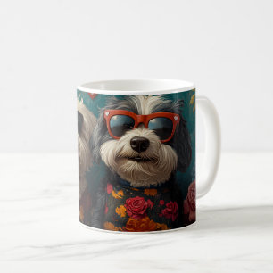 Old English Sheepdog med rosor Alla hjärtans dag Kaffemugg