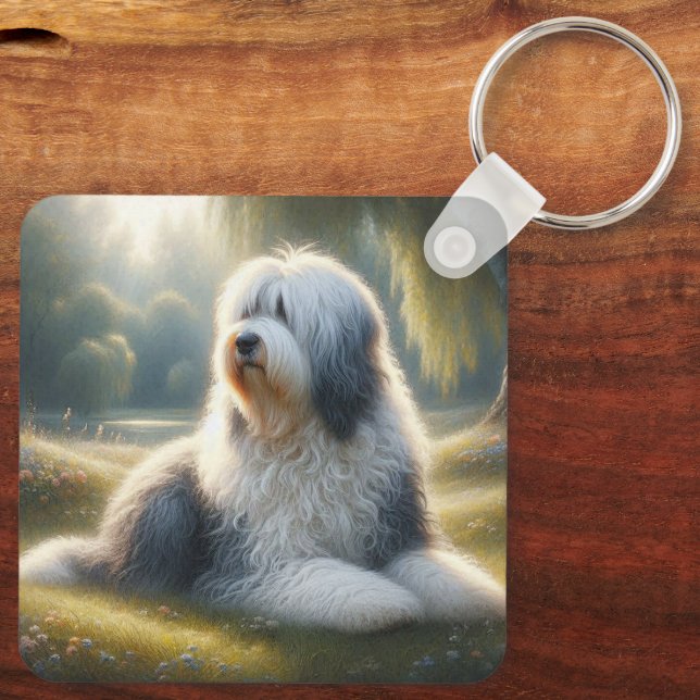 Old English Sheepdog Nyckelring (Baksida)