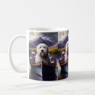Old English Sheepdog på paddel: Ett naturskönt äve Kaffemugg