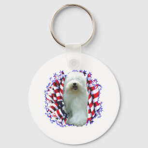 Old English Sheepdog Patriot Nyckelring