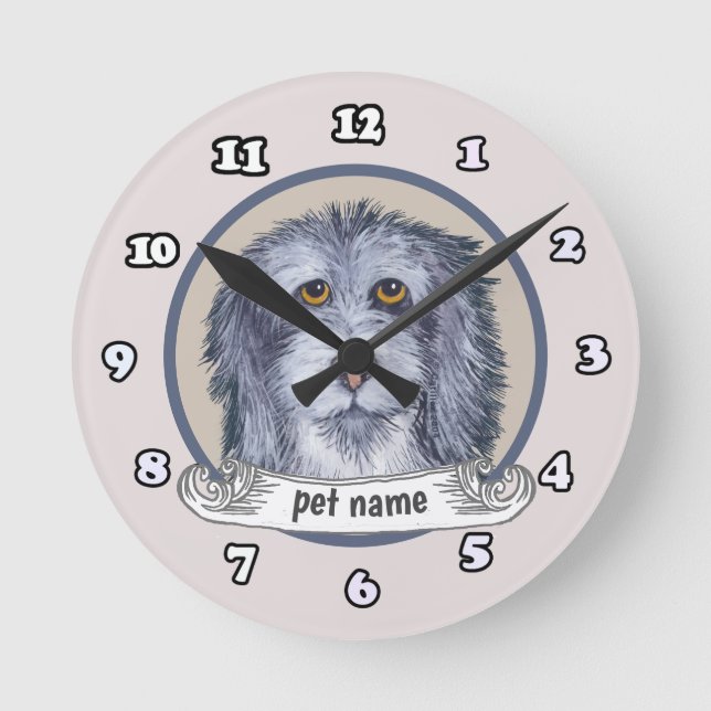 Old English Sheepdog  Rund Klocka (Framsida)