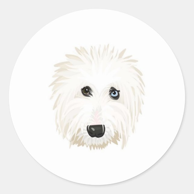 Old English Sheepdog Sticker Runt Klistermärke (Framsida)