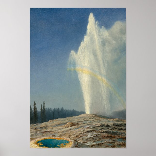 Old Faithful av Albert Bierstadt Poster (Framsidan)
