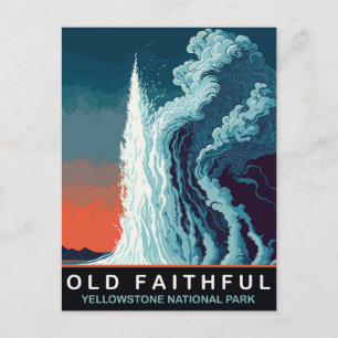 Old Faithful-gejser, Vattenutbrott, Resa Vykort