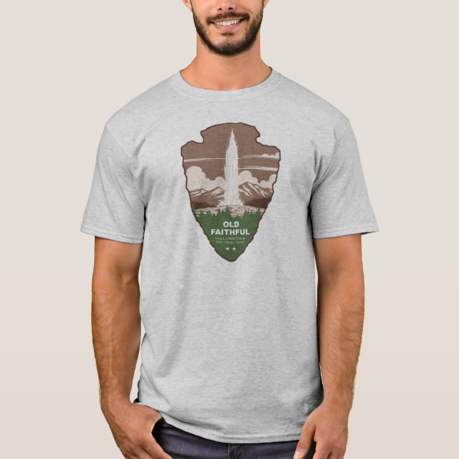 Old Faithful Yellowstone National Park Arrowhead T Shirt (Framsida)