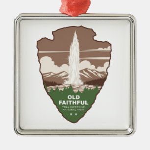 Old Faithful Yellowstone National Park Pilspets Julgransprydnad Metall