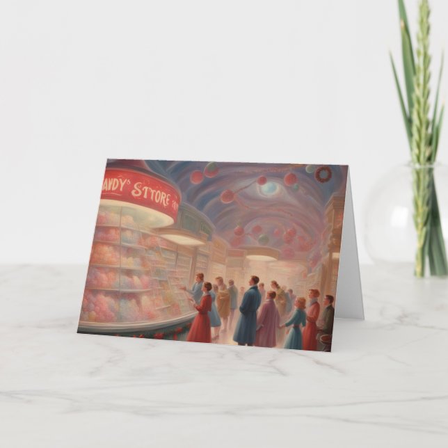 Old Fashioned Candy store at Christmas Kort (Framsida)