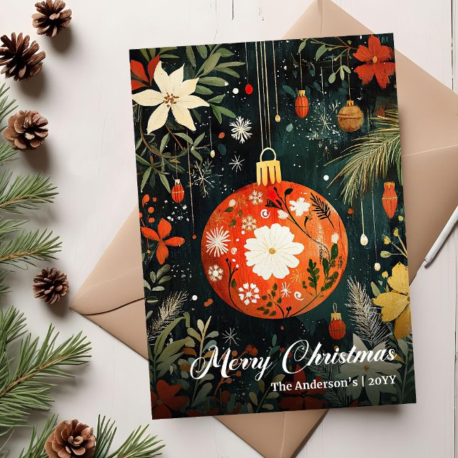 Old Fashioned Christmas Bauble Digital Greeting Julkort (Old Fashioned Christmas Bauble Digital Greeting Holiday Card)