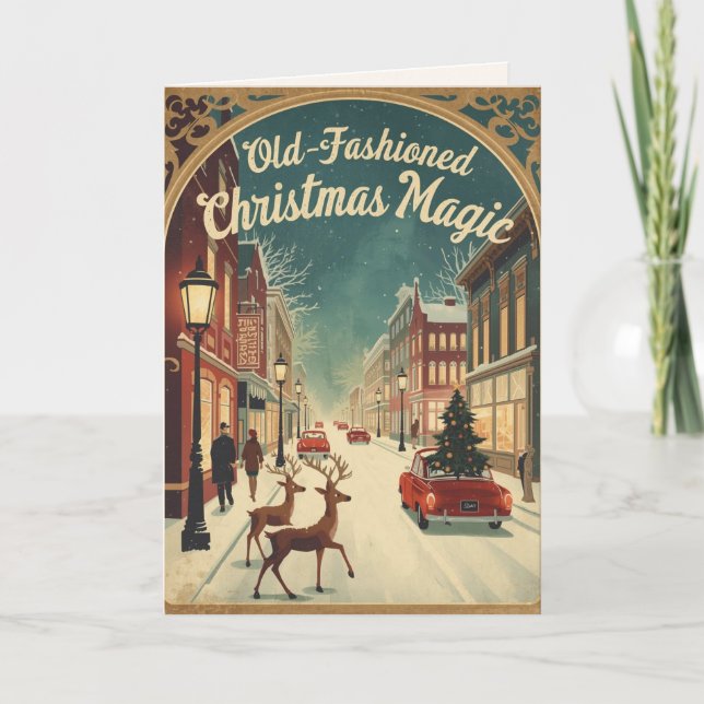Old-Fashioned Christmas Magic; Holiday Greeting Kort (Framsida)