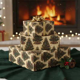 Old-Fashioned Christmas Tree Vintage Holiday Presentpapper
