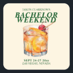 Old Fashioned Cocktail Bachelor Week-end Fyrkantigt Klistermärke<br><div class="desc">"Old Fashioned Bachelor Party"-sviten är en djärv och tidlös kollektion som är utformad för en helg med klassisk stil och oförglömlig kul. Centrerad kring en rik, vintage-inspirerad färgpalett och med en slående akvarell av en gammal klassisk cocktail, fångar denna kollektion andan av förfinad glädje. Perfekt för en brudgum som uppskattar...</div>