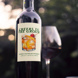 Old Fashioned Cocktail Bachelorhelg Vinflaska Etikett