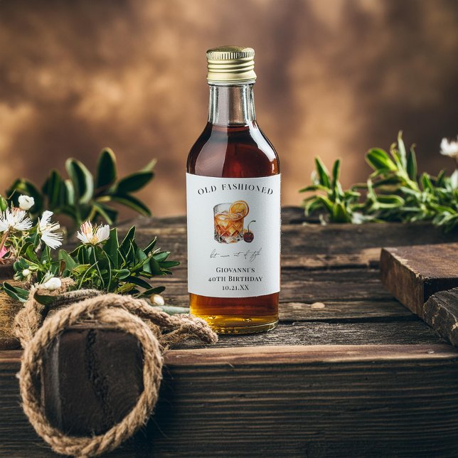 "Old Fashioned" Cocktail Födelsedag Spritflaskor Etikett (Skapare uppladdad)