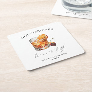 "Old Fashioned" Cocktail Födelsedag Underlägg Papper Kvadrat