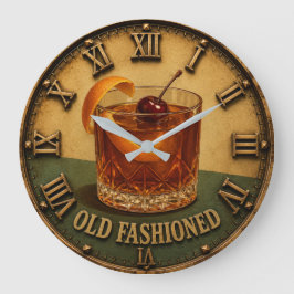 Old Fashioned Cocktail Whiskey Bar Decor Stor Klocka