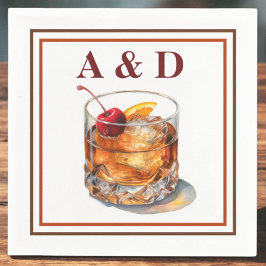 Old Fashioned Initials Cocktail Pappersservett