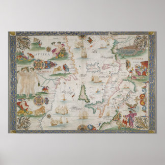 Old fashioned Mediterranean sea map Poster