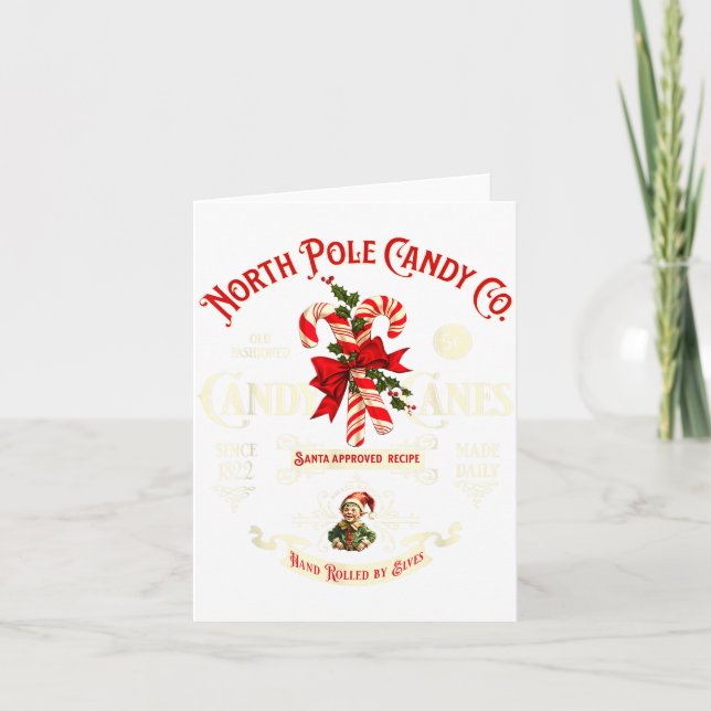 Old Fashioned North Le Candy Cane Company Elf Chri Kort (Framsida)
