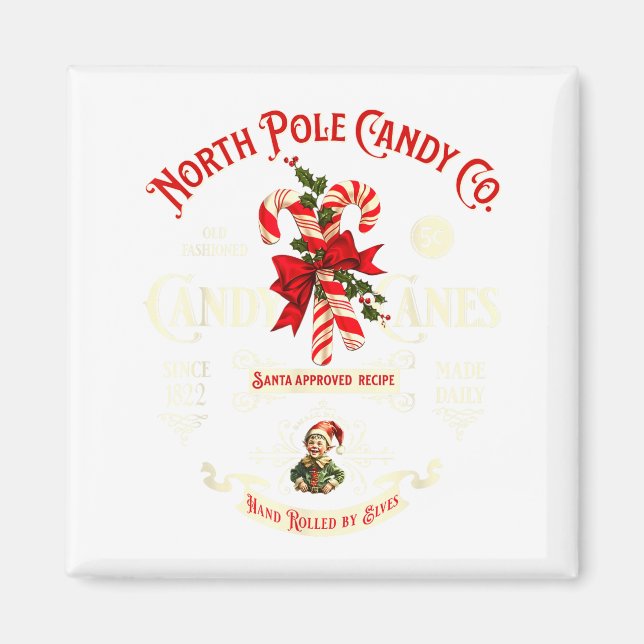 Old Fashioned North Le Candy Cane Company Elf Chri Magnet (Framsidan)