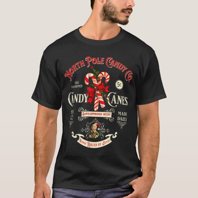 Old Fashioned North Le Candy Cane Company Elf Chri T Shirt (Framsida)