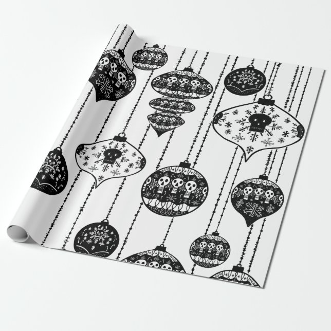 Old Fashioned Skull Wrapping Paper Print Presentpapper (Utrullad)
