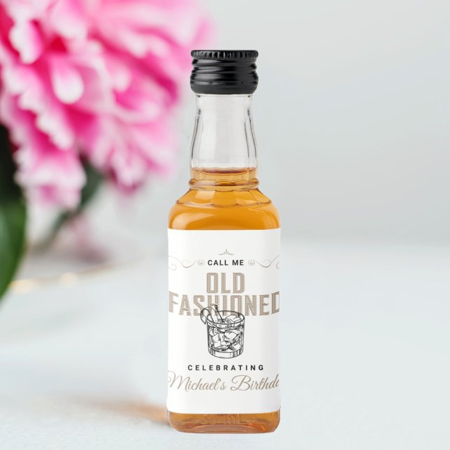 Old Fashioned Whiskey Bourbon Födelsedagsfest Spritflaskor Etikett (Skapare uppladdad)
