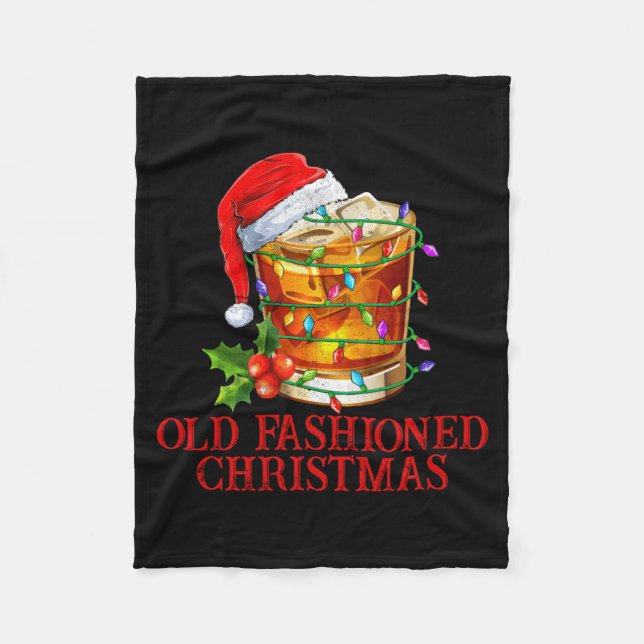 Old Fashioned Whiskey Christmas Funny Bourbon Tail Fleecefilt (Framsidan)