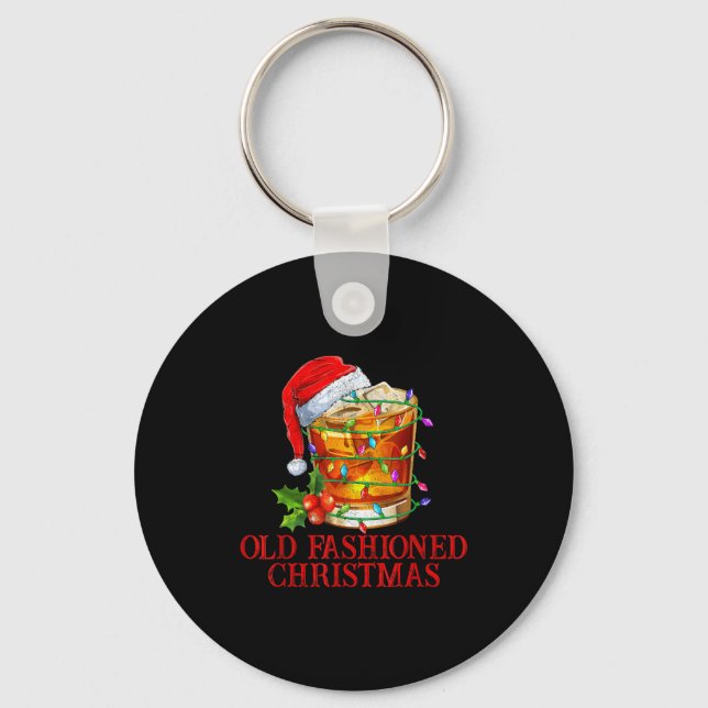Old Fashioned Whiskey Christmas Funny Bourbon Tail Nyckelring (Framsida)