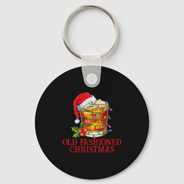 Old Fashioned Whiskey Christmas Funny Bourbon Tail Nyckelring (Framsida)