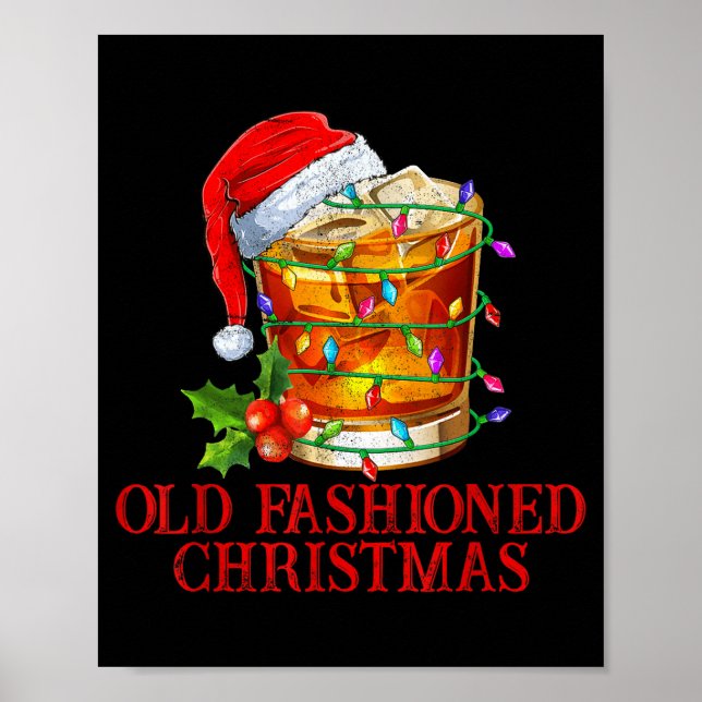 Old Fashioned Whiskey Christmas Funny Bourbon Tail Poster (Framsidan)